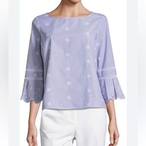 Liz Claiborne Light Blue Embroidered Blouse